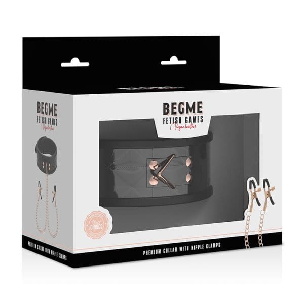 BEGME - BLACK EDITION COLLAR WITH NIPPLE CLAMPS WITH NEOPRENE LINING 7